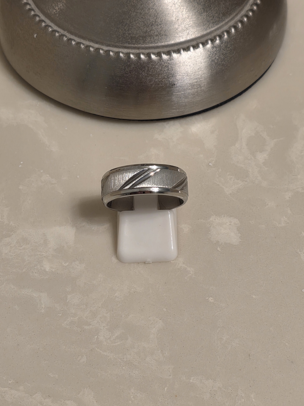 Men's Silver Stainless Steel Ring Band Size 9